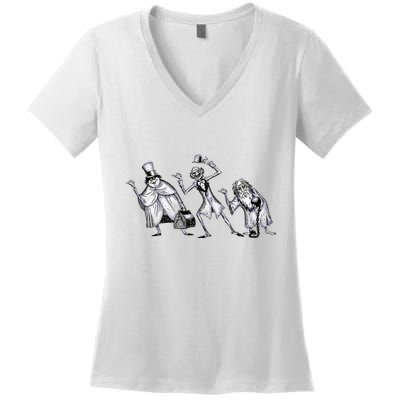 The Haunted Mansion The Hitchhiking Ghosts Asking Women's V-Neck T-Shirt