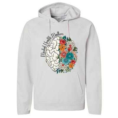 Tal Health Matters Floral Human Brain Inspirational Performance Fleece Hoodie