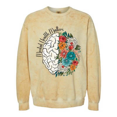 Tal Health Matters Floral Human Brain Inspirational Colorblast Crewneck Sweatshirt