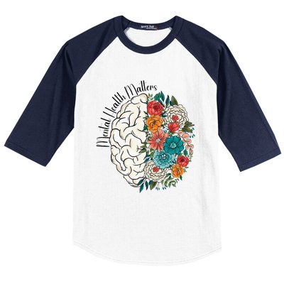 Tal Health Matters Floral Human Brain Inspirational Baseball Sleeve Shirt