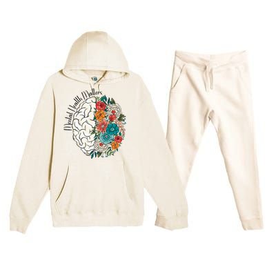 Tal Health Matters Floral Human Brain Inspirational Premium Hooded Sweatsuit Set