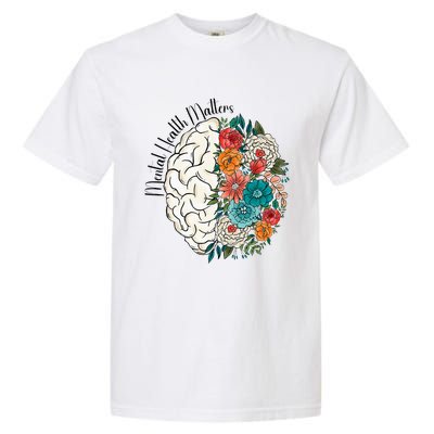 Tal Health Matters Floral Human Brain Inspirational Garment-Dyed Heavyweight T-Shirt