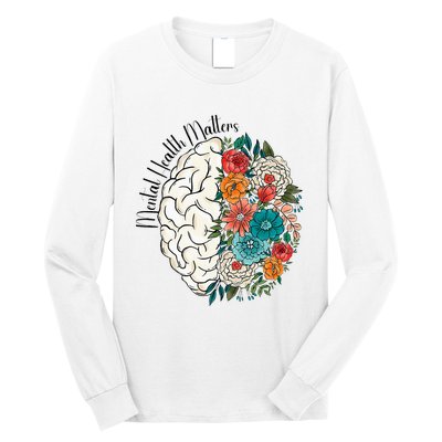 Tal Health Matters Floral Human Brain Inspirational Long Sleeve Shirt