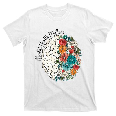 Tal Health Matters Floral Human Brain Inspirational T-Shirt