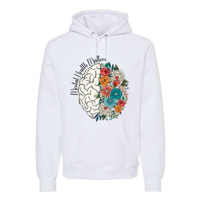 Tal Health Matters Floral Human Brain Inspirational Premium Hoodie