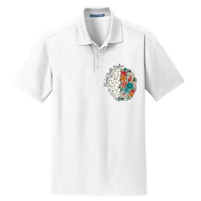 Tal Health Matters Floral Human Brain Inspirational Dry Zone Grid Polo