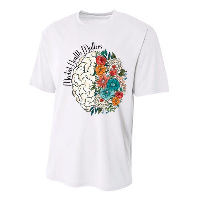 Tal Health Matters Floral Human Brain Inspirational Performance Sprint T-Shirt