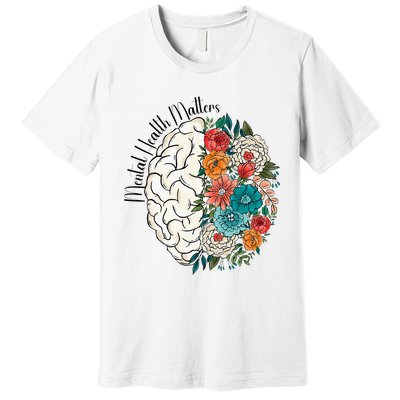 Tal Health Matters Floral Human Brain Inspirational Premium T-Shirt