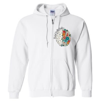 Tal Health Matters Floral Human Brain Inspirational Full Zip Hoodie