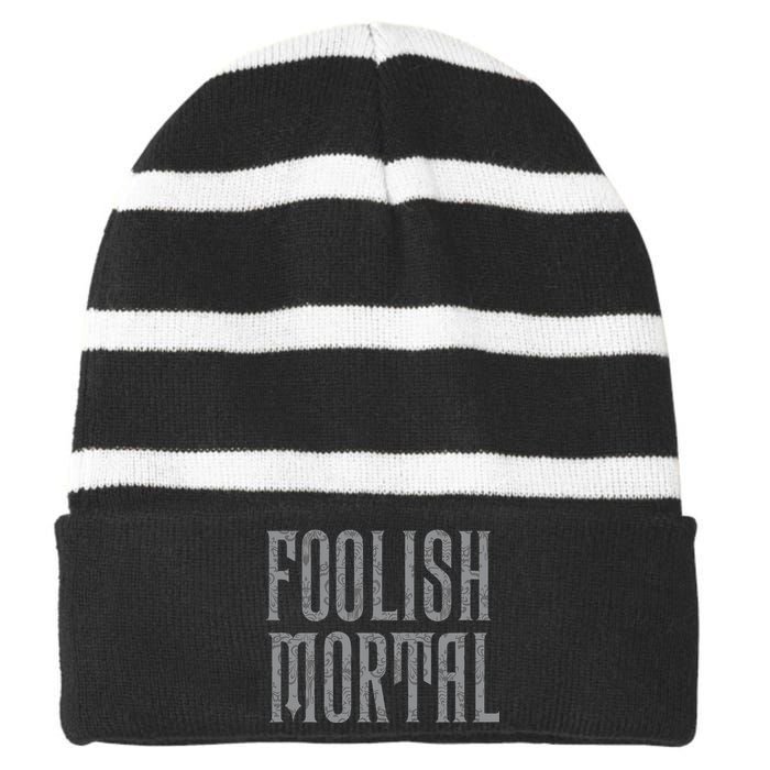 The Haunted Mansion Foolish Mortal Patterned Striped Beanie with Solid Band