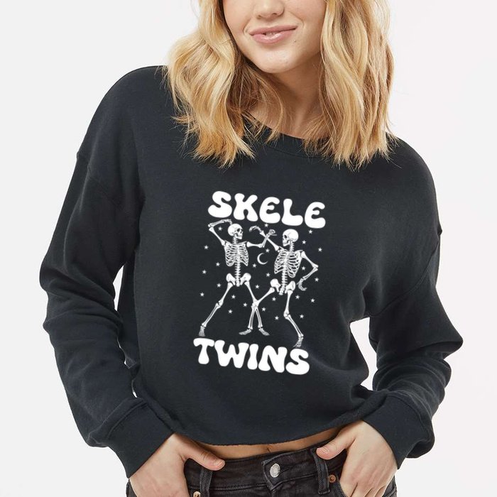Twins Halloween Matching Skeletwins Cropped Pullover Crew