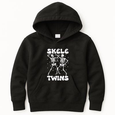 Twins Halloween Matching Skeletwins Kids Hoodie