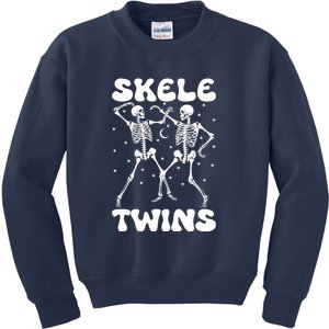 Twins Halloween Matching Skeletwins Kids Sweatshirt