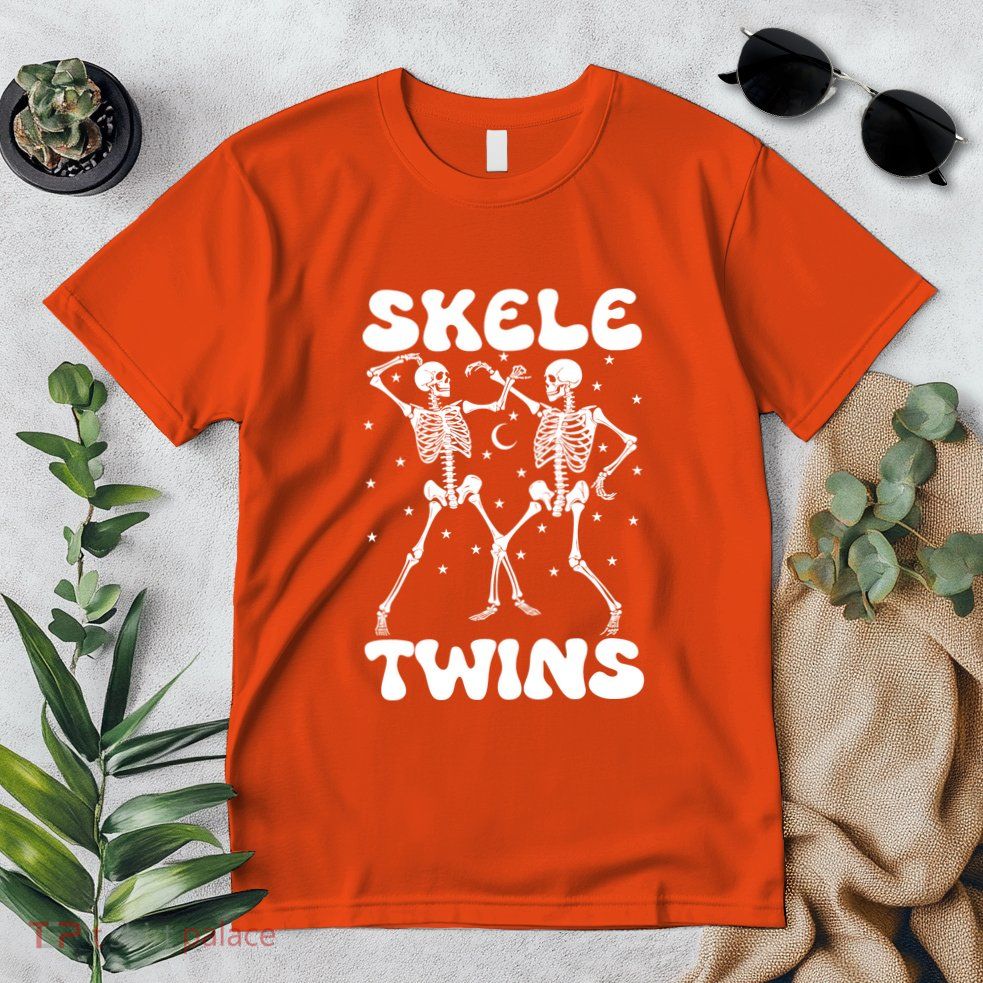 Twins Halloween Matching Skeletwins Premium T-Shirt