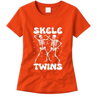 Twins Halloween Matching Skeletwins Womens T-Shirt