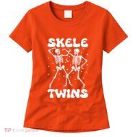 Twins Halloween Matching Skeletwins Womens T-Shirt