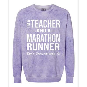 Teacher Half Marathon Funny Running Gift High School Runner Premium Colorblast Crewneck Sweatshirt