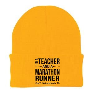 Teacher Half Marathon Funny Running Gift High School Runner Premium Knit Cap Winter Beanie