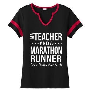 Teacher Half Marathon Funny Running Gift High School Runner Premium Ladies Halftime Notch Neck Tee