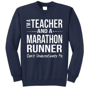 Teacher Half Marathon Funny Running Gift High School Runner Premium Sweatshirt