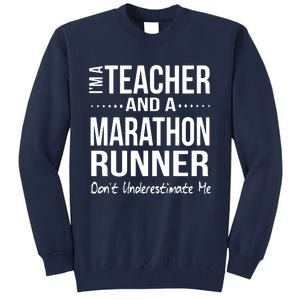 Teacher Half Marathon Funny Running Gift High School Runner Premium Tall Sweatshirt