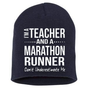 Teacher Half Marathon Funny Running Gift High School Runner Premium Short Acrylic Beanie