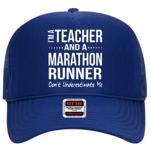 Teacher Half Marathon Funny Running Gift High School Runner Premium High Crown Mesh Back Trucker Hat