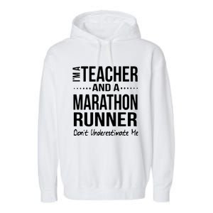 Teacher Half Marathon Funny Running Gift High School Runner Premium Garment-Dyed Fleece Hoodie