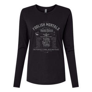 The Haunted Mansion Tomb Sweet Tomb Welcome Mortals Poster Womens Cotton Relaxed Long Sleeve T-Shirt