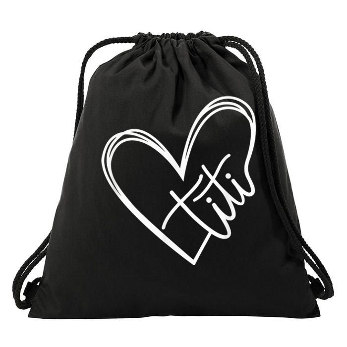 Titi Heart Minimalist Auntie Best Aunt Ever Gift Drawstring Bag