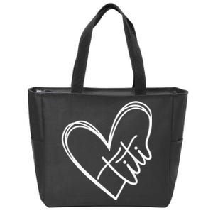 Titi Heart Minimalist Auntie Best Aunt Ever Gift Zip Tote Bag