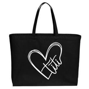 Titi Heart Minimalist Auntie Best Aunt Ever Gift Cotton Canvas Jumbo Tote