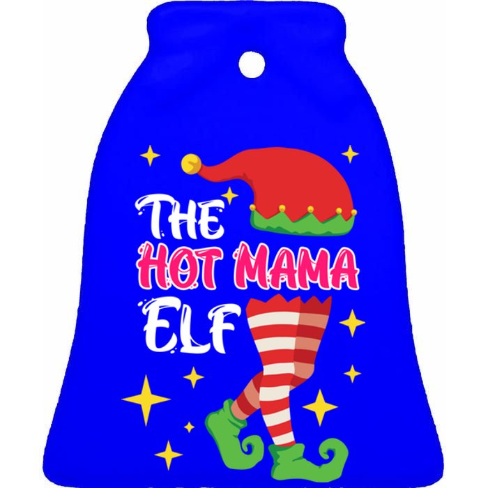 The Hot Mama Elf Mother Elf Funny Gift Ceramic Bell Ornament