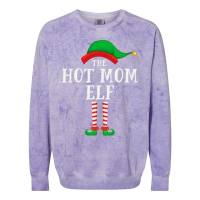 The Hot Mom Elf Christmas Family Matching Group Mother Gift Colorblast Crewneck Sweatshirt