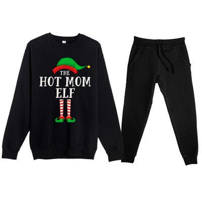 The Hot Mom Elf Christmas Family Matching Group Mother Gift Premium Crewneck Sweatsuit Set