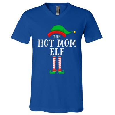 The Hot Mom Elf Christmas Family Matching Group Mother Gift V-Neck T-Shirt