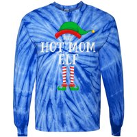 The Hot Mom Elf Christmas Family Matching Group Mother Gift Tie-Dye Long Sleeve Shirt