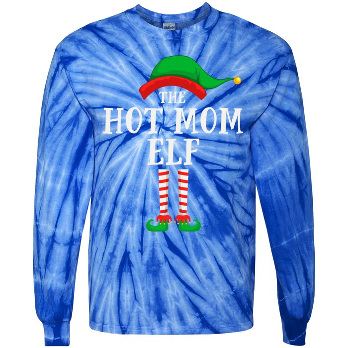 The Hot Mom Elf Christmas Family Matching Group Mother Gift Tie-Dye Long Sleeve Shirt