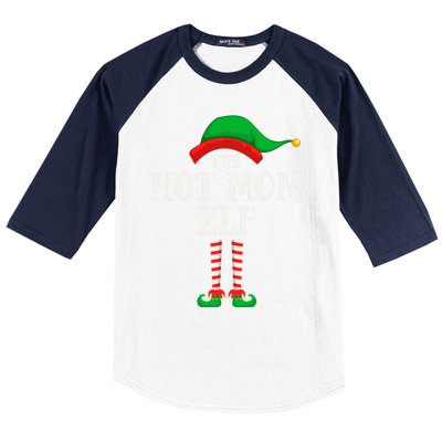 The Hot Mom Elf Christmas Family Matching Group Mother Gift Baseball Sleeve Shirt