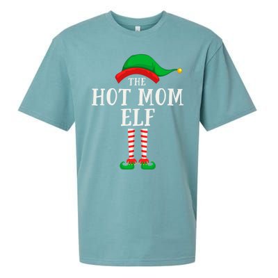 The Hot Mom Elf Christmas Family Matching Group Mother Gift Sueded Cloud Jersey T-Shirt