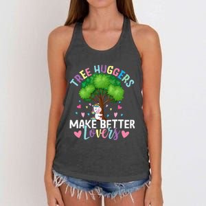 Tree Huggers Make Better Lovers Environmentalist Women's Knotted Racerback Tank