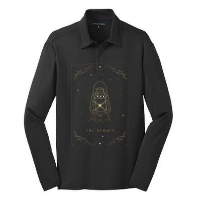 The Hermit Major Arcana Tarot Card Lantern Image Symbolizing Silk Touch Performance Long Sleeve Polo