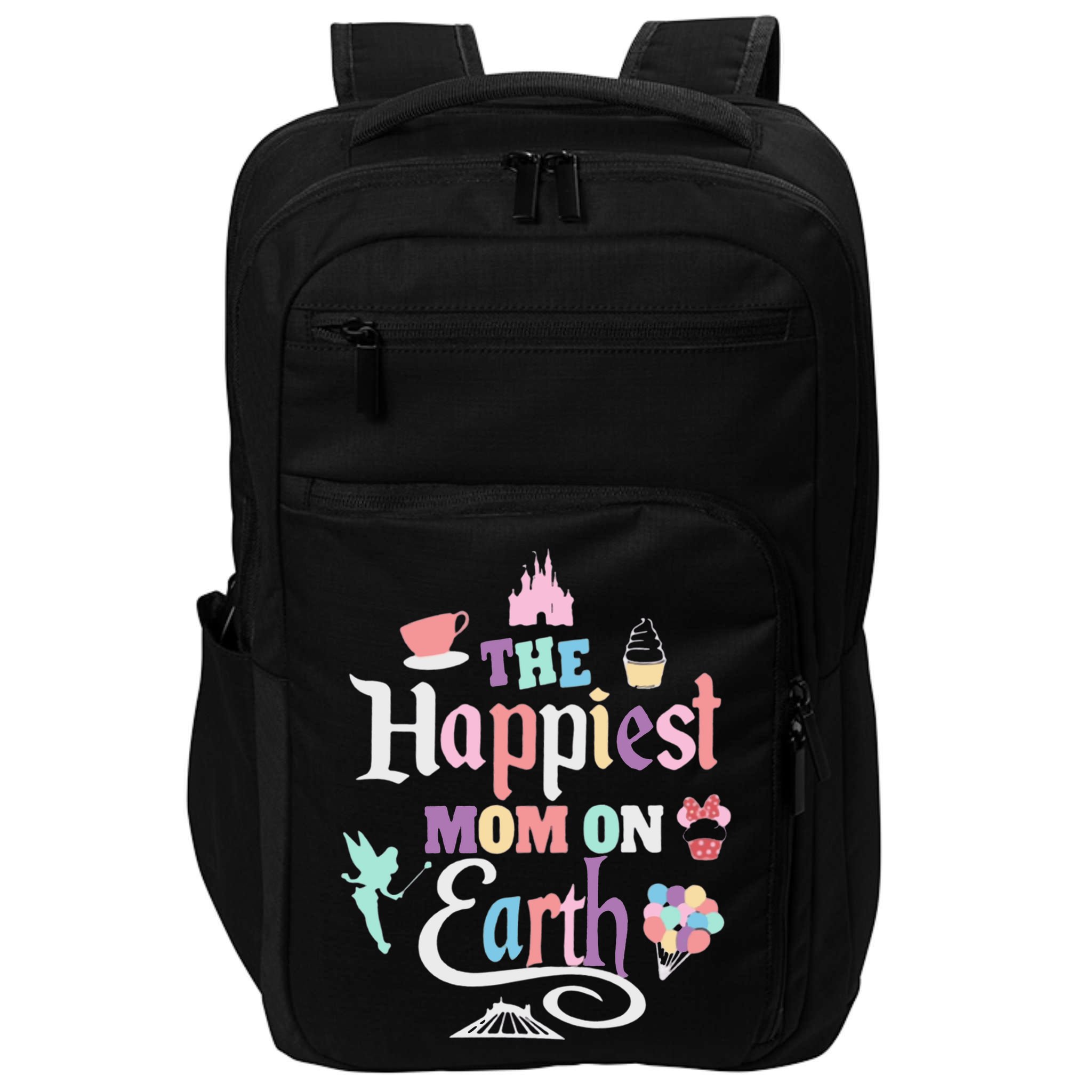 The Happiest Mom On Earth World Family Trip Vacation Impact Tech Backpack
