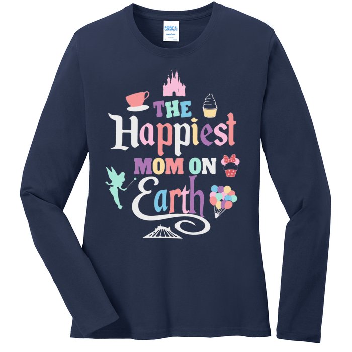 The Happiest Mom On Earth World Family Trip Vacation Ladies Long Sleeve Shirt