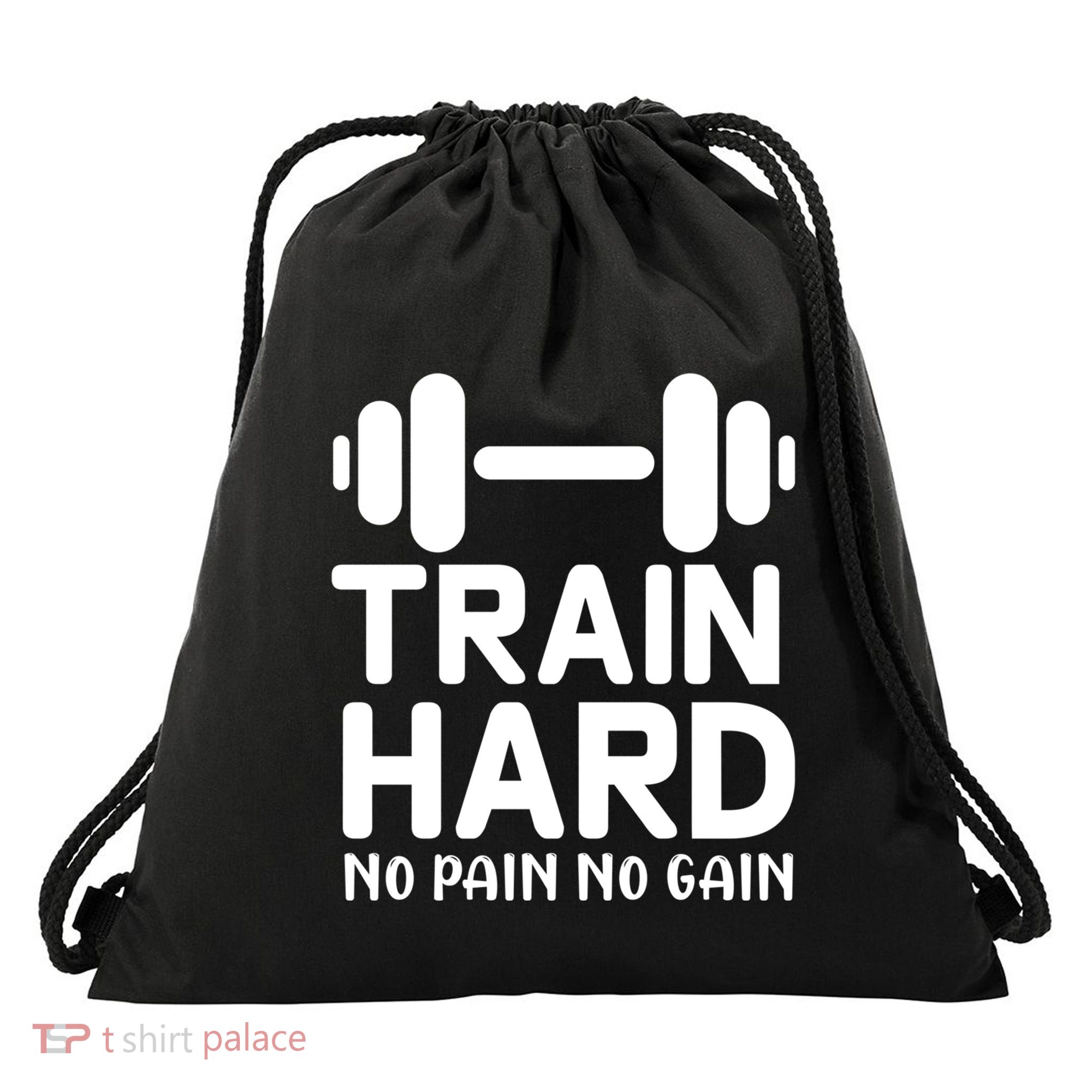 Train Hard No Pain No Gain Gift Funny Gym Workout Gift Drawstring Bag