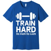 Train Hard No Pain No Gain Gift Funny Gym Workout Gift Premium T-Shirt