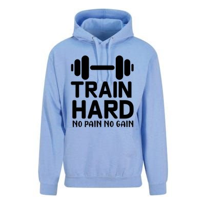 Train Hard No Pain No Gain Gift Funny Gym Workout Gift Unisex Surf Hoodie