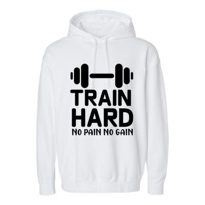 Train Hard No Pain No Gain Gift Funny Gym Workout Gift Garment-Dyed Fleece Hoodie