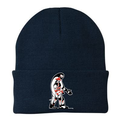 "The Hunter" Native Salish Artwork Hunter and Bigfoot Tribal Knit Cap Winter Beanie