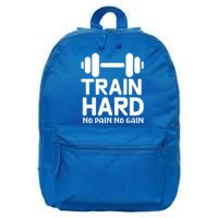 Train Hard No Pain No Gain Gift Motivational Gym Workout Gift 16 in Basic Backpack